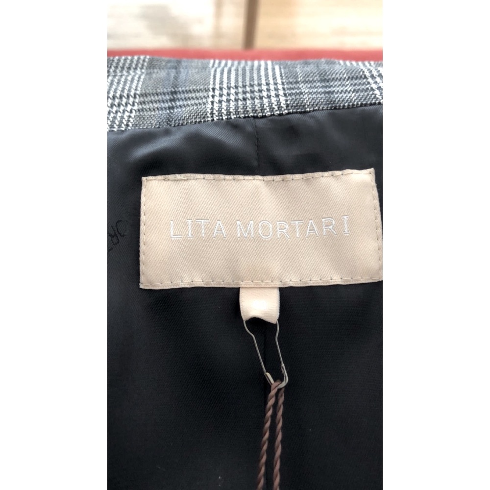 Lita Mortari Jacket Double Breasted Asymmetrical Military Crop Striped Moto S - Picture 4 of 5